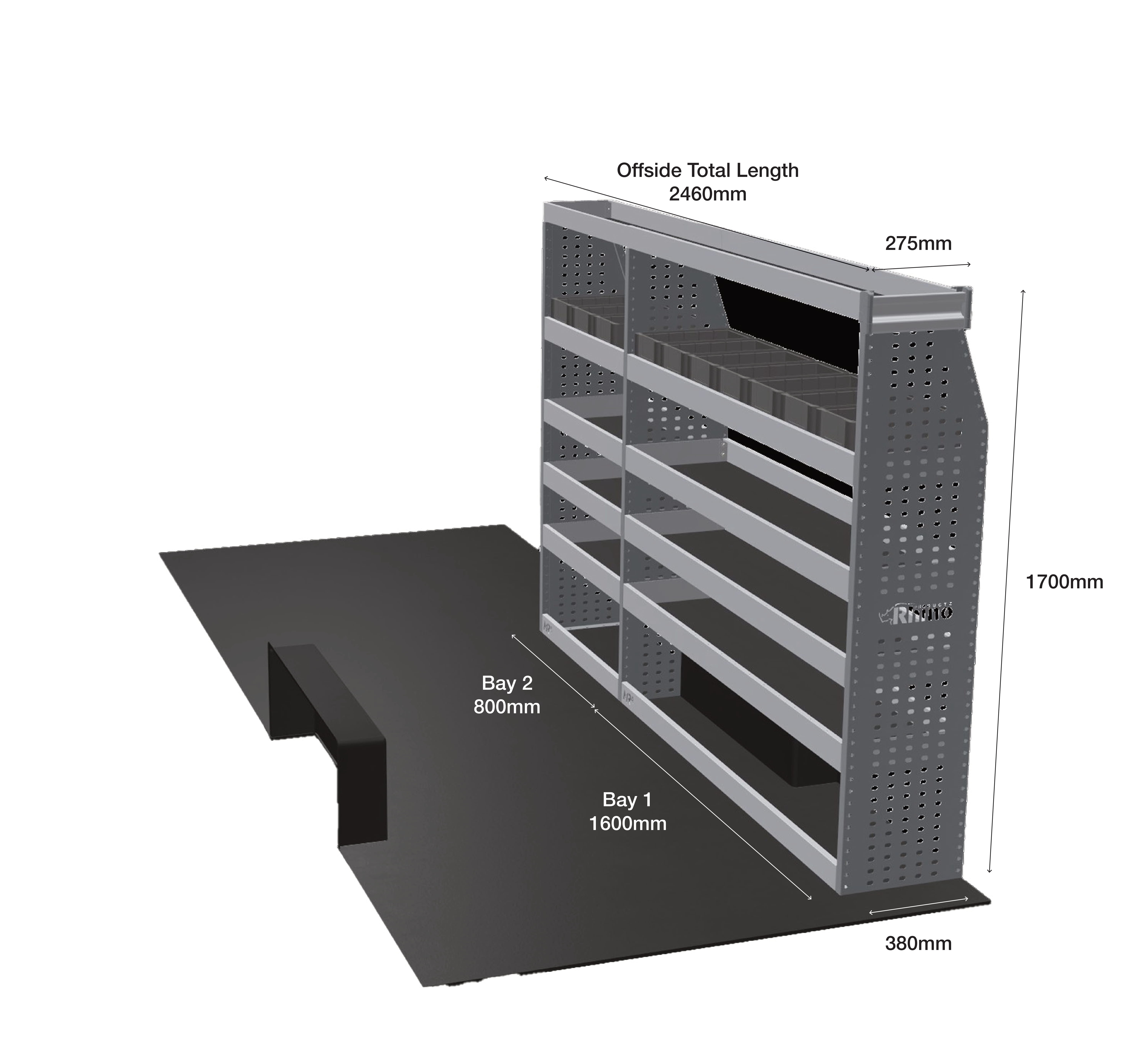 MR4 Express Range For Mercedes Sprinter L3H2- Two Bays - Top Tray configuration with matting photo 1