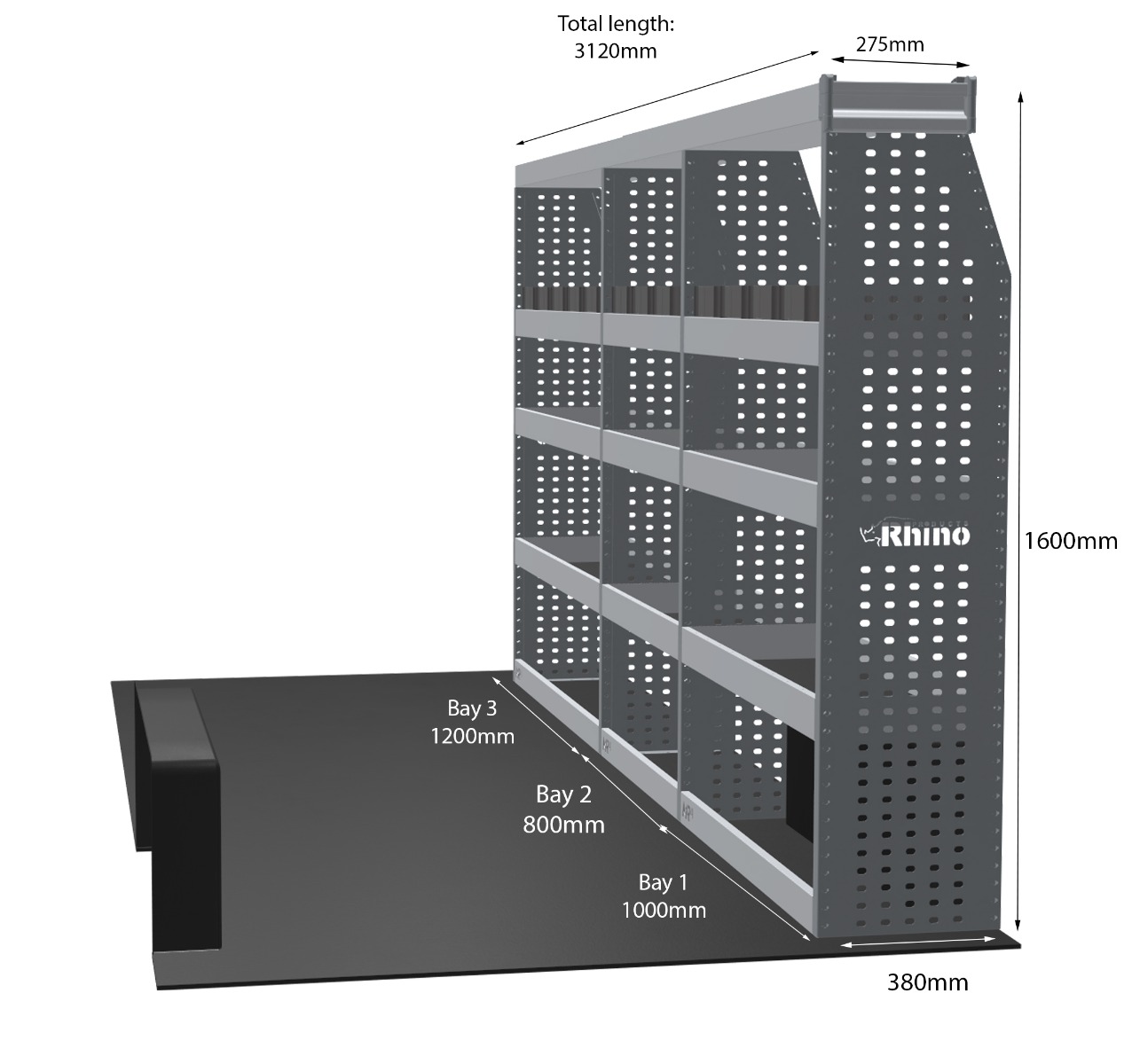 MR4 Express Range For Renault Master L3H2 - Three Bays - Top Tray configuration with matting photo 1