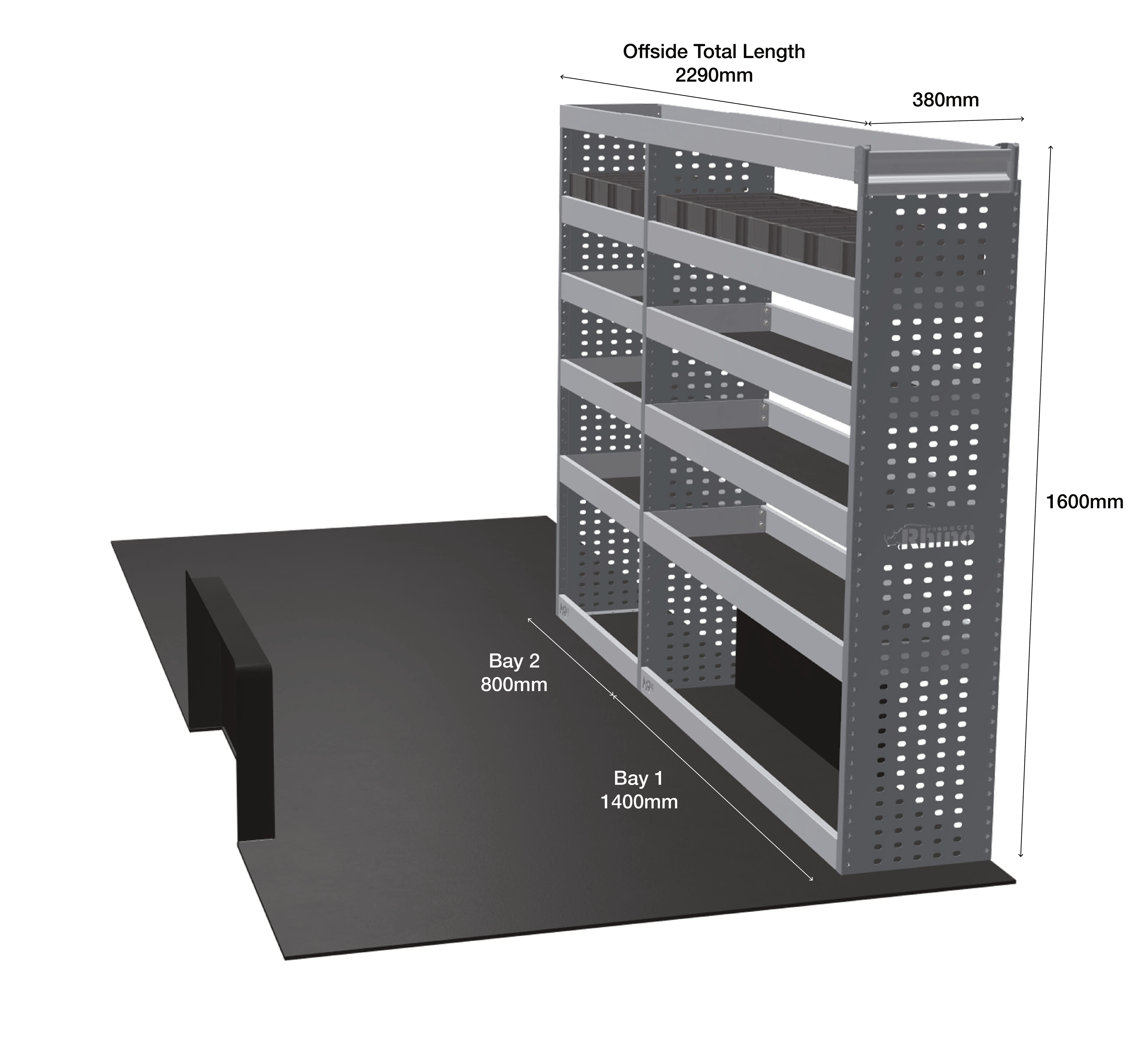 MR4 Express Range For Fiat Ducato L4H2- Two Bays - Top Tray configuration with matting photo 1