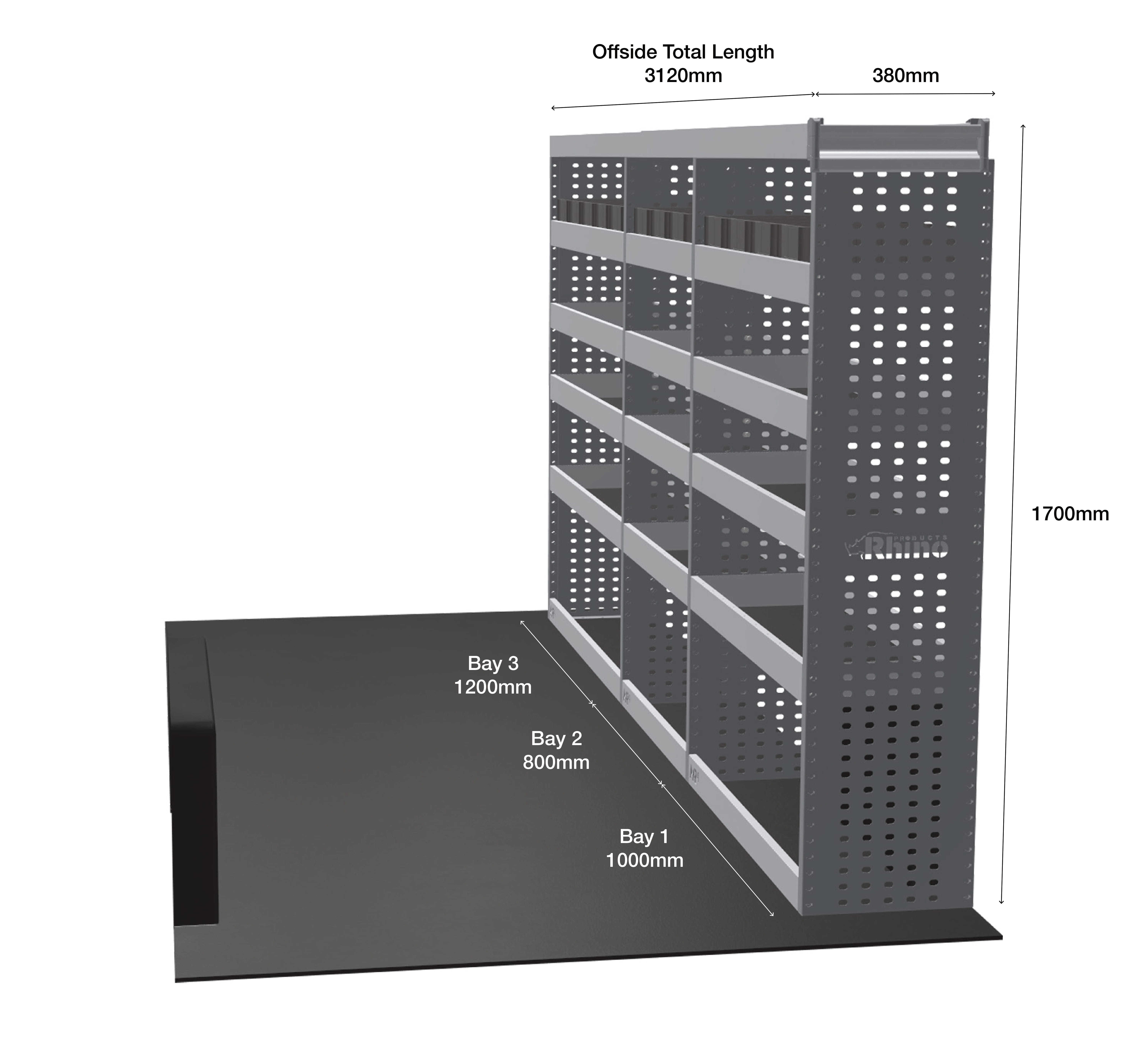 MR4 Express Range For Vauxhall Movano L3H3- Three Bays - Top Tray configuration with matting photo 1