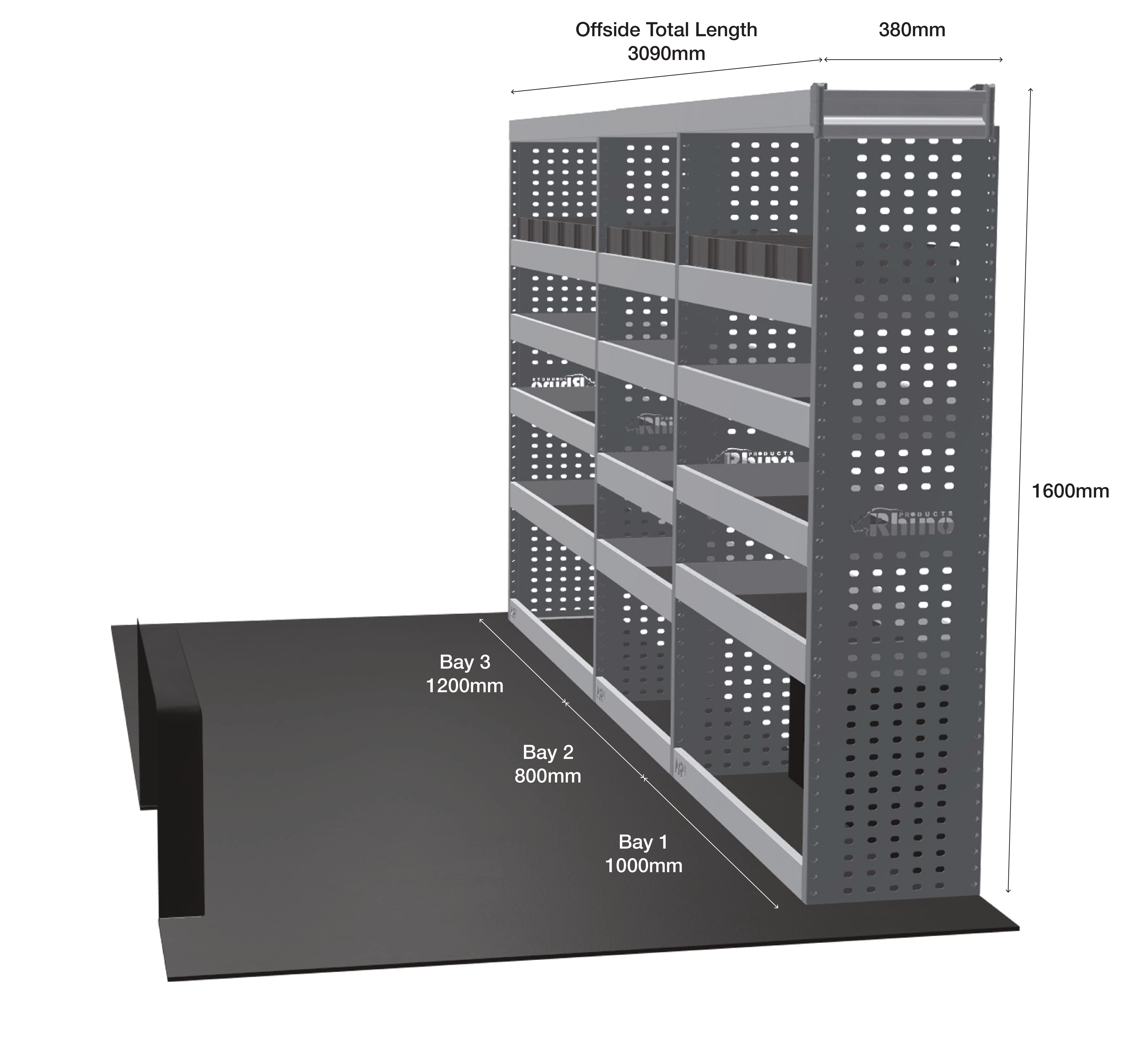 MR4 Express Range For Vauxhall Movano L3H2- Three Bays - Top Tray configuration with matting photo 1
