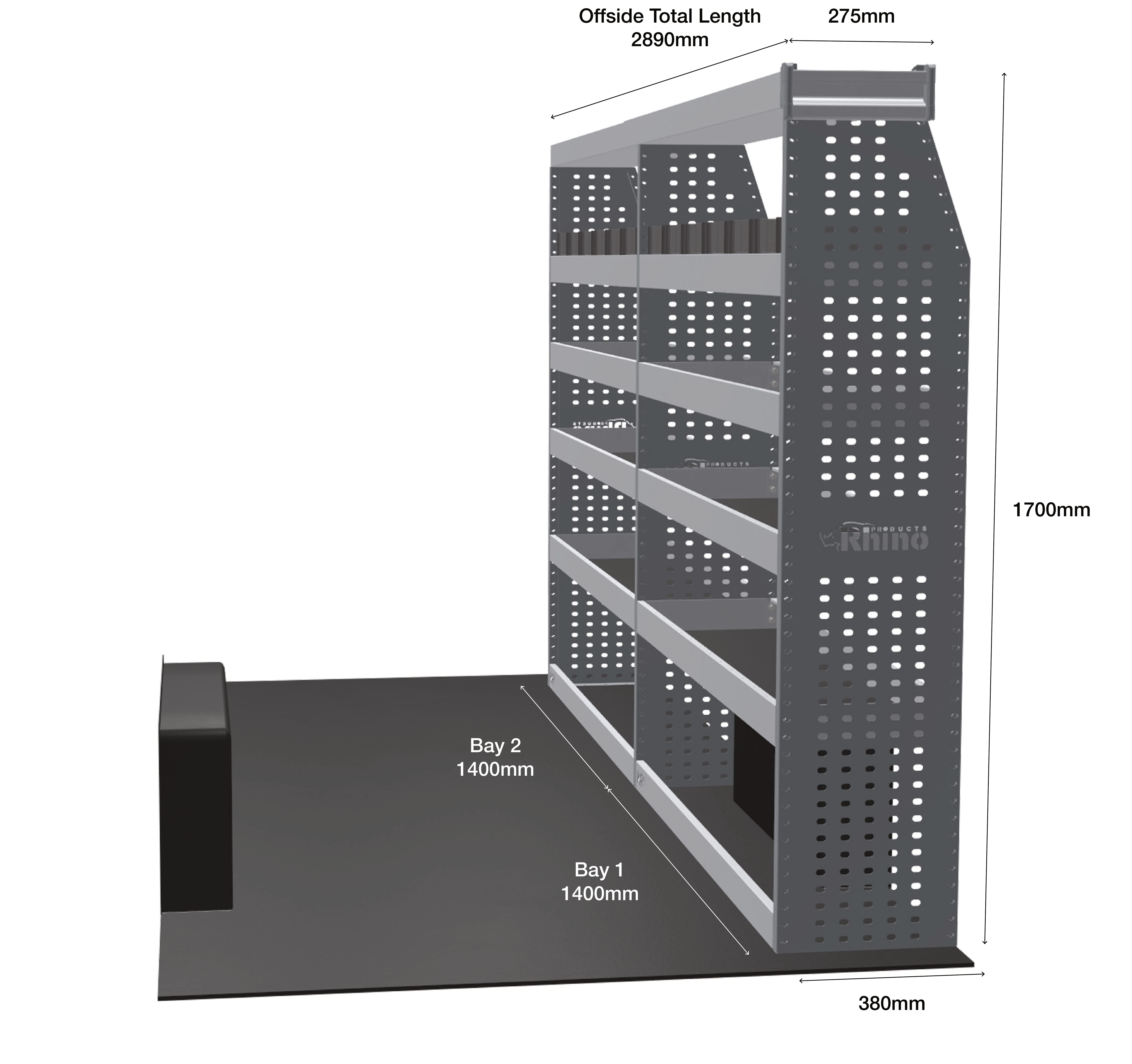 MR4 Express Range For Mercedes Sprinter L2H2- Two Bays - Top Tray configuration with matting photo 1